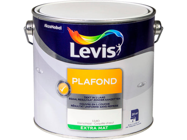 Levis peinture plafond extra mat 2,5l coquille d'oeuf