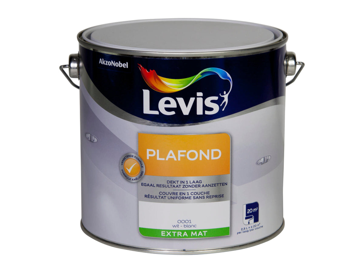 Levis plafondverf extra mat 2,5l wit