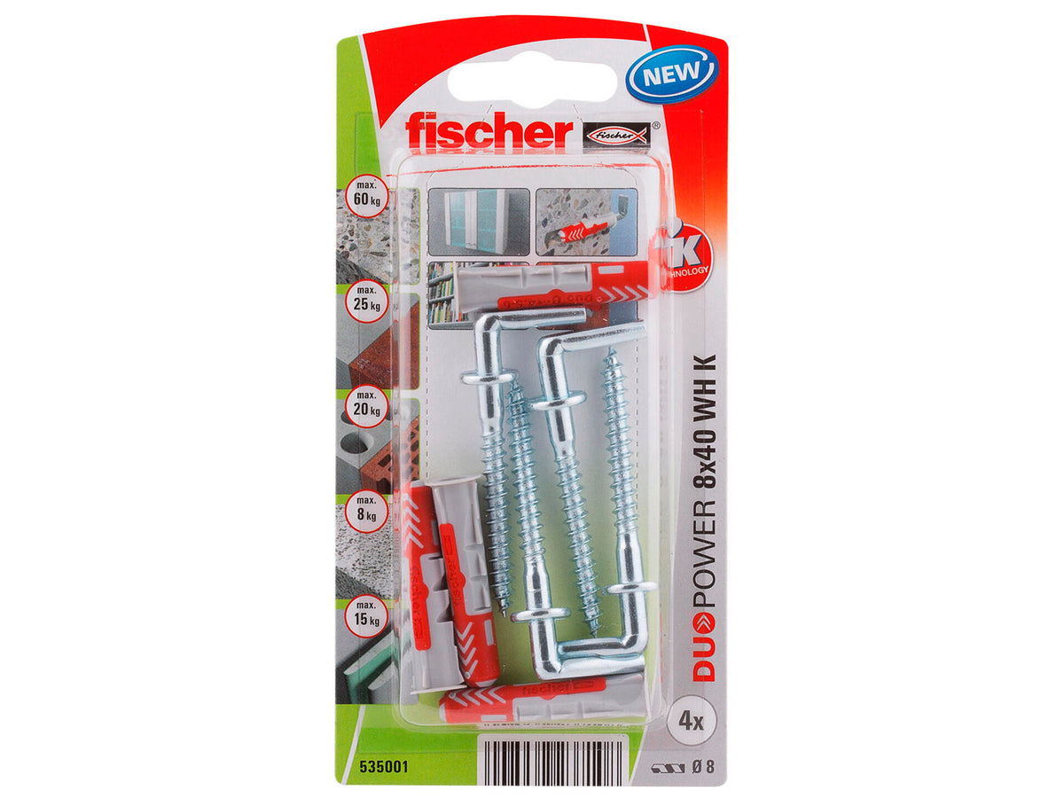 Fischer plug met schroef met winkelhaak 8x40 mm 4 stuks