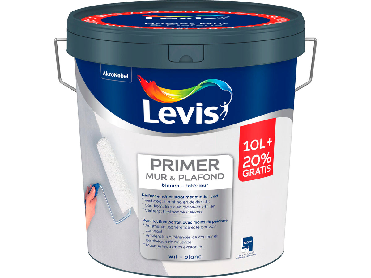 Levis primer muur & plafond 12l wit