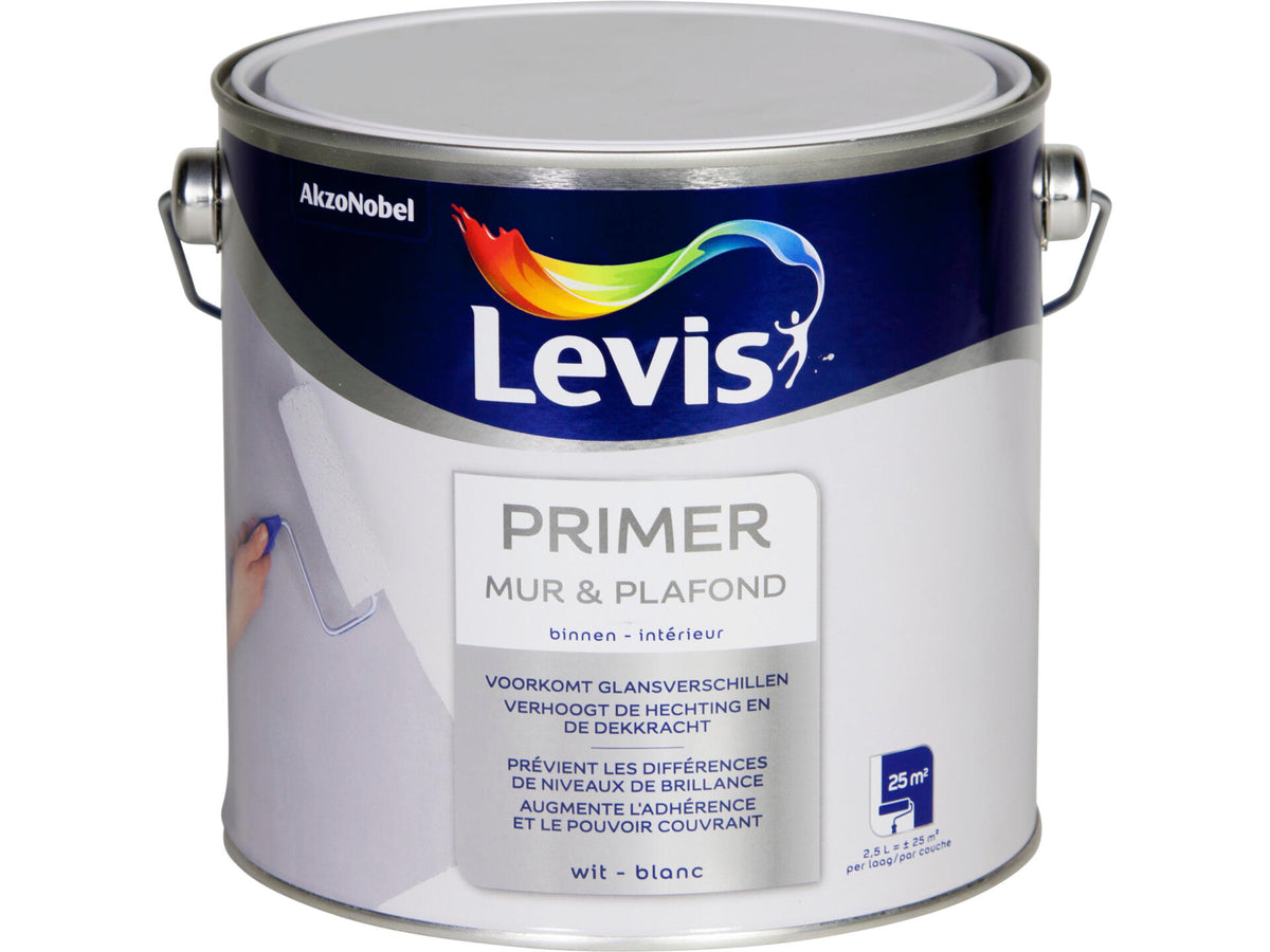 Levis primer muur & plafond 2,5l wit