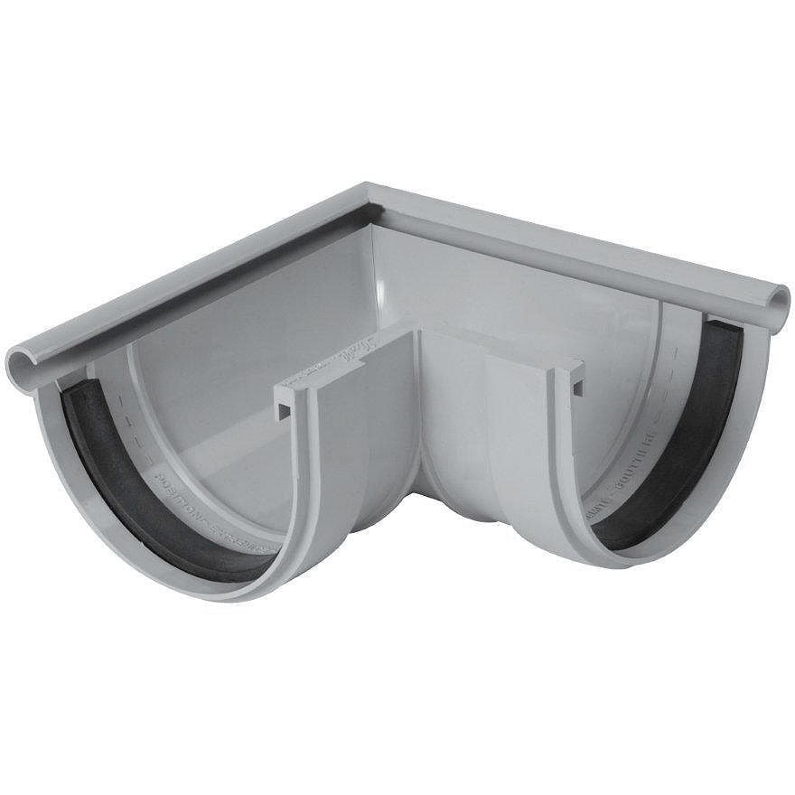 PVC buitenhoek goot 125MM Lichtgrijs