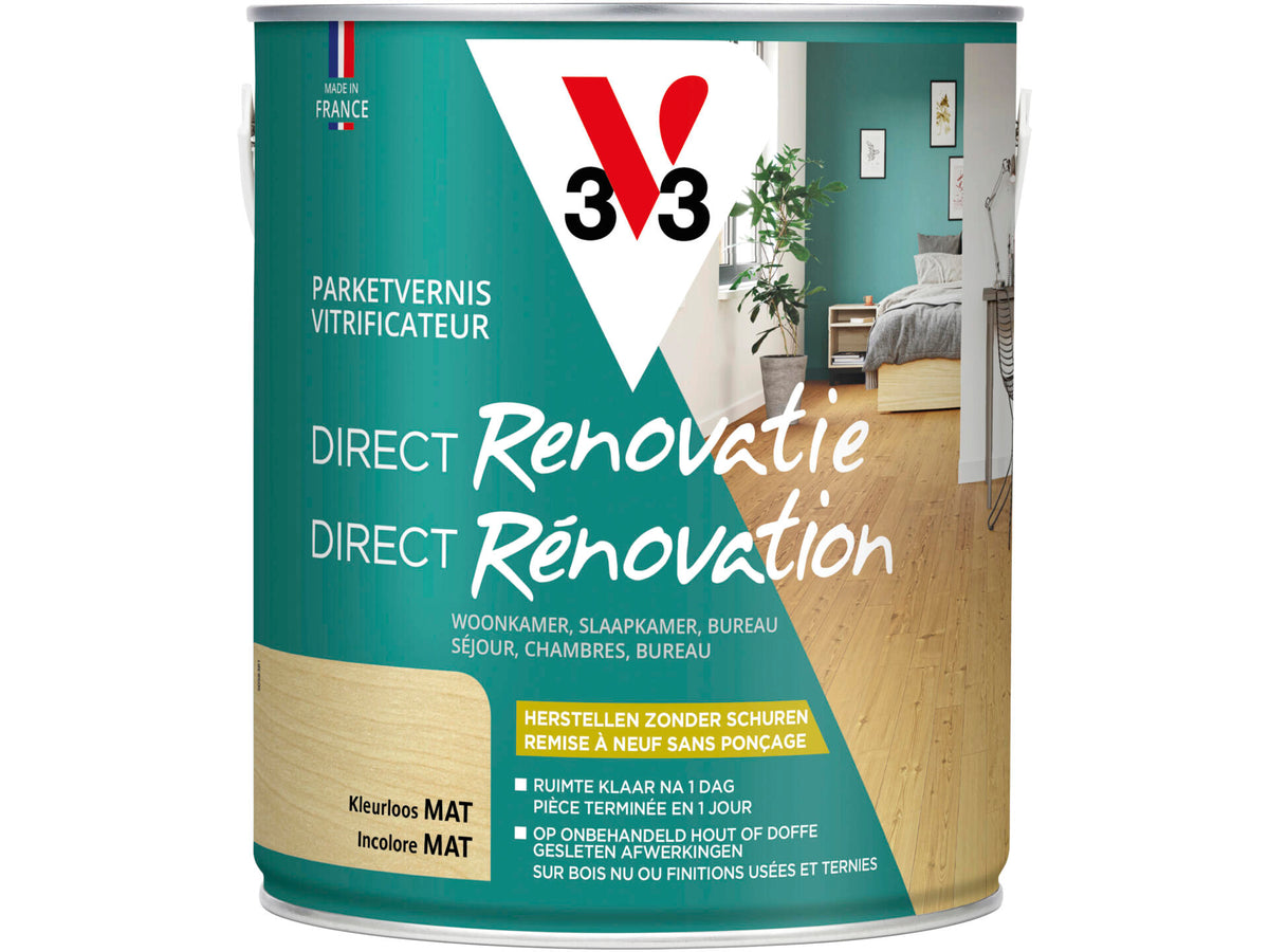 V33 renovatielak parket mat 2,5l kleurloos