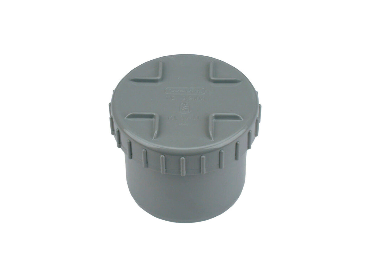 Scala rioolstop met schroefdeksel 110mm grijs
