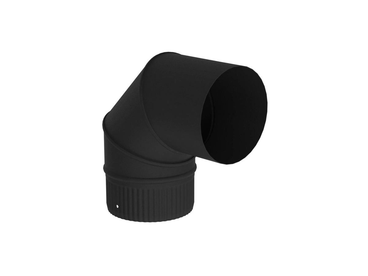 Saninstal rookafvoer bocht email 90° 125mm zwart