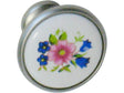 Linea Bertomani Bouton de meuble fleur 30mm porcelaine nickelé blanc/bleu/rose