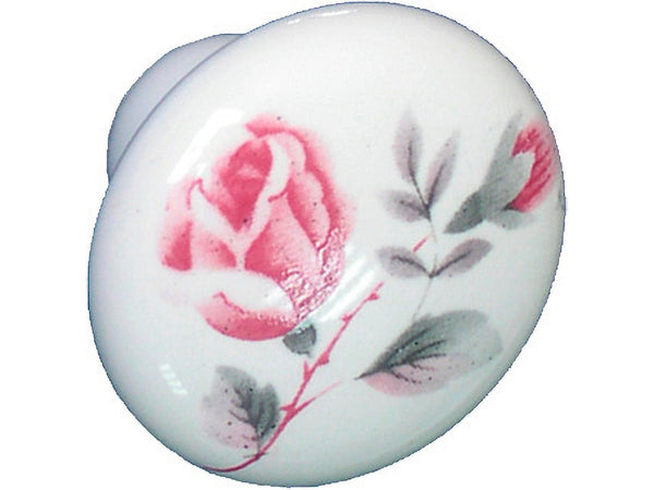 Linea Bertomani Bouton de meuble 32mm fer porcelaine blanc/rose