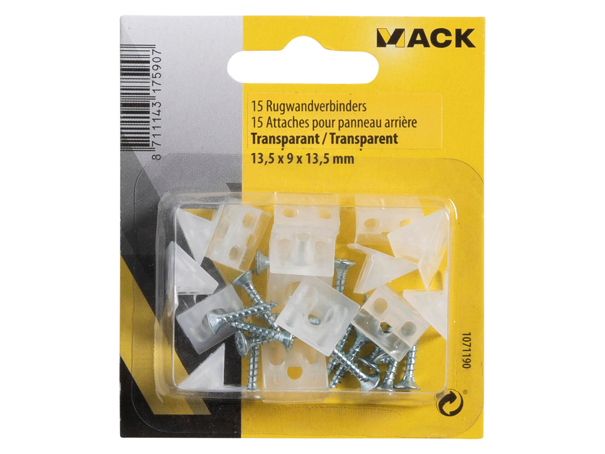 Mack rugwandverbinder transparant 20 stuks