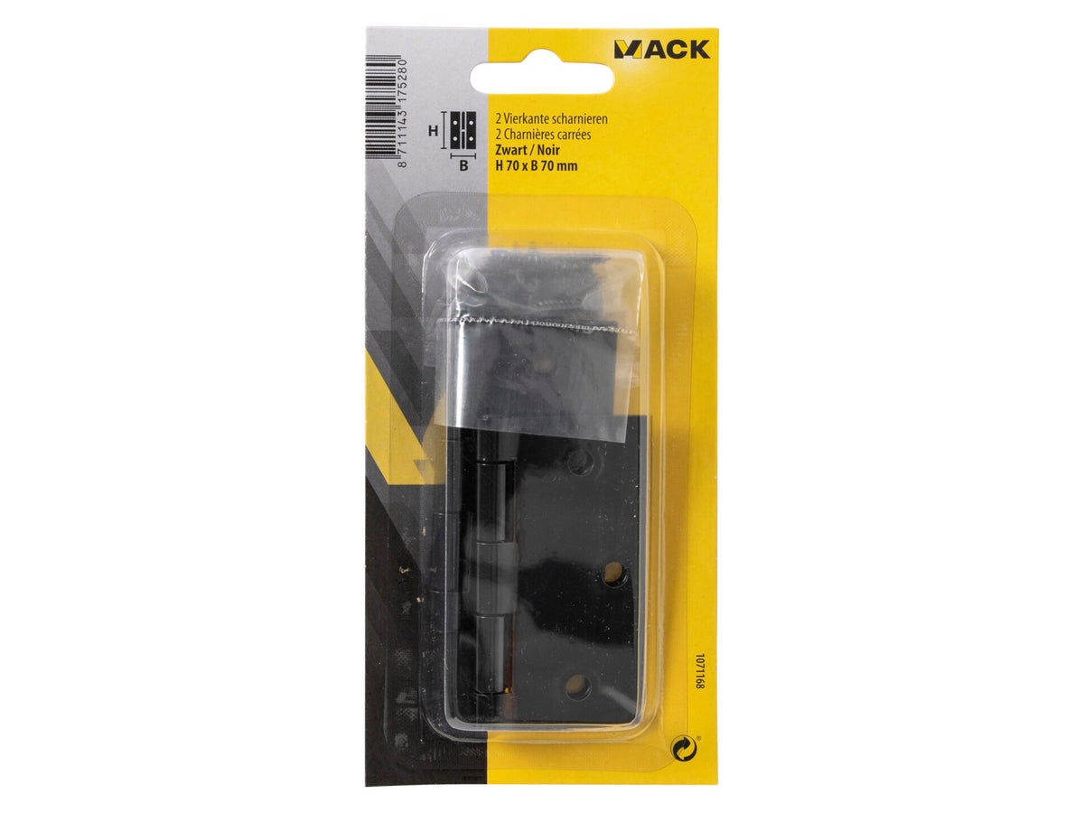 Mack scharnier vierkant 7x7 cm zwart 2 stuks