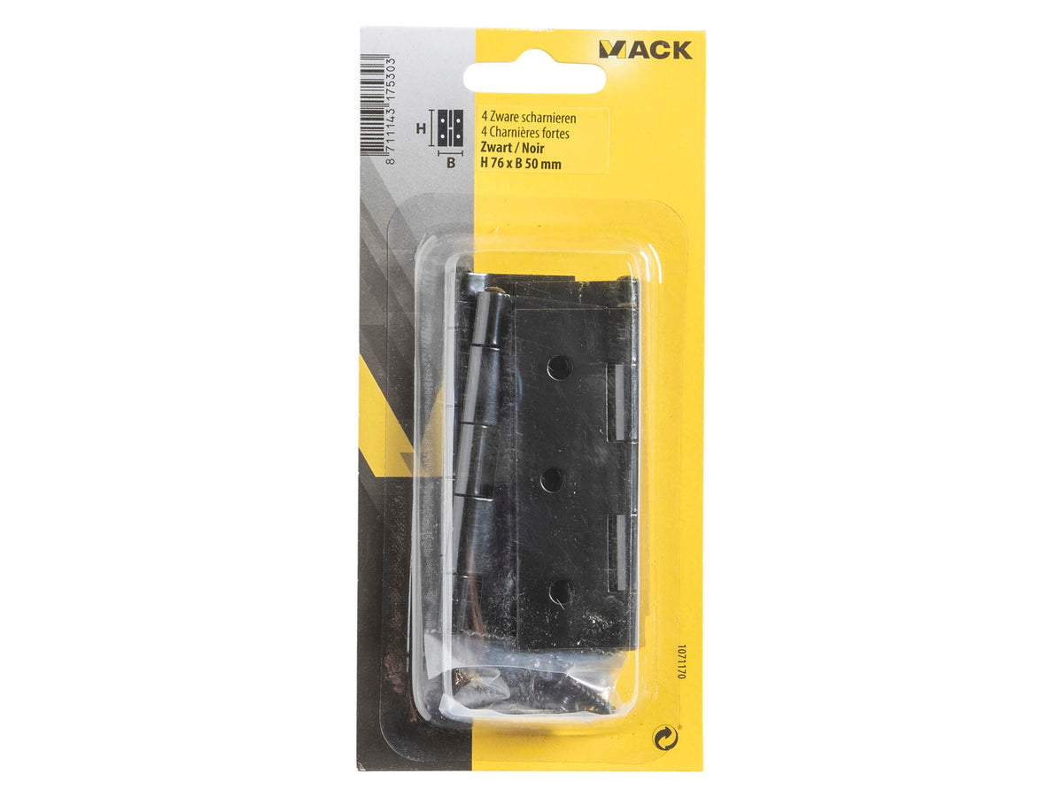 Mack scharnier zwaar 7,6x5 cm zwart 4 stuks