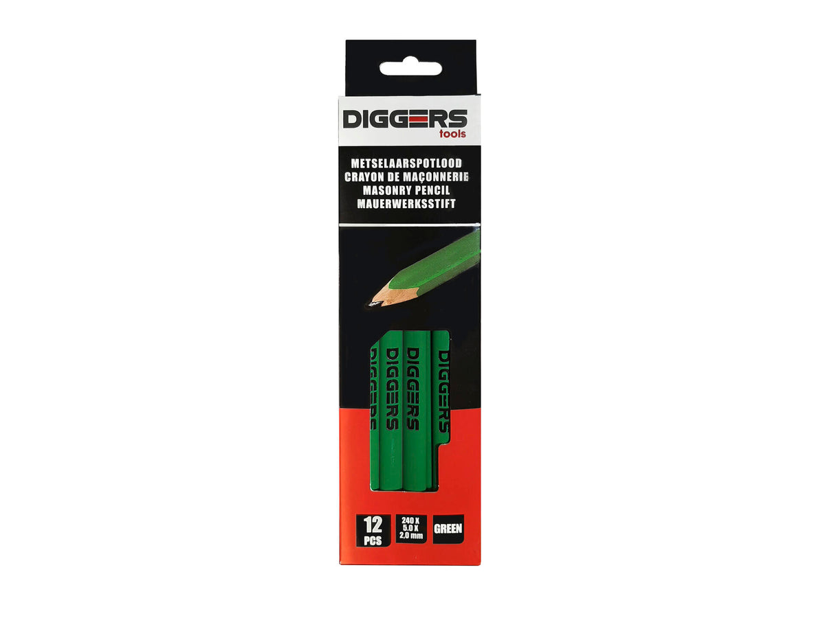 Diggers schrijnwerkerspotlood 24cm groen 12 stuks