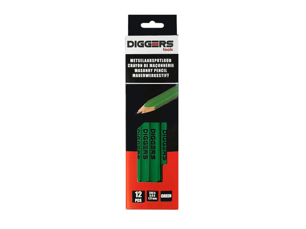Diggers schrijnwerkerspotlood 24cm groen 12 stuks