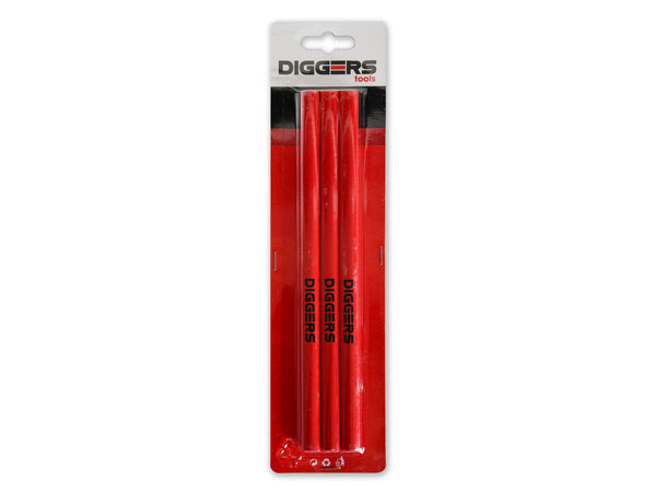 Diggers schrijnwerkerspotlood 24cm rood 3 stuks