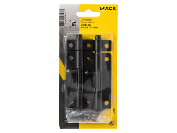 Mack schuifgrendel 7,6cm 25mm zwart 2 stuks