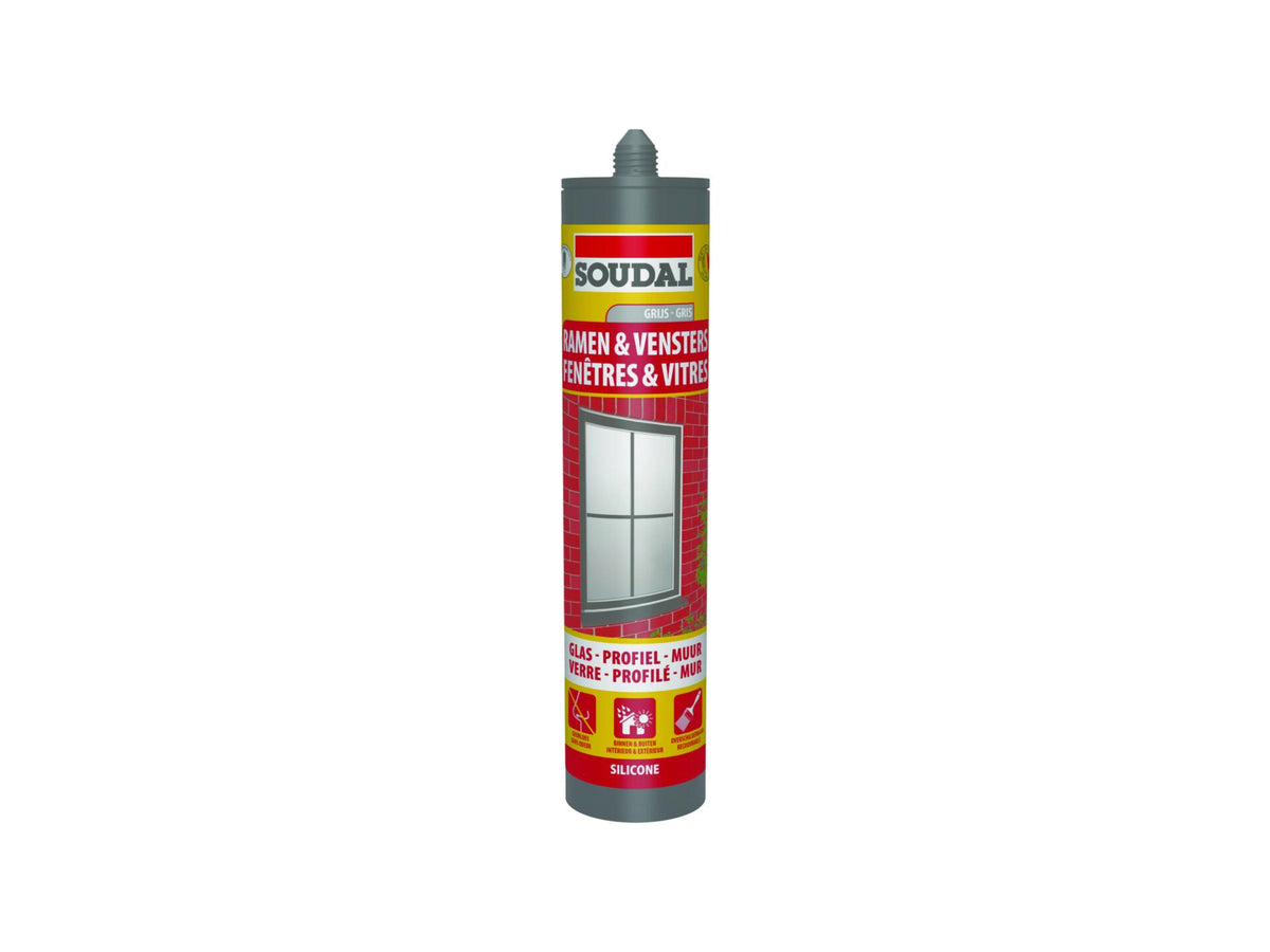 Soudal siliconenkit ramen & vensters 290ml grijs