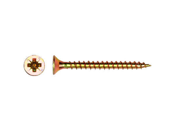 Pgb-fasteners vis pour bois aggloméré PZ2 16x3,5 mm zingué jaune 200 pièces