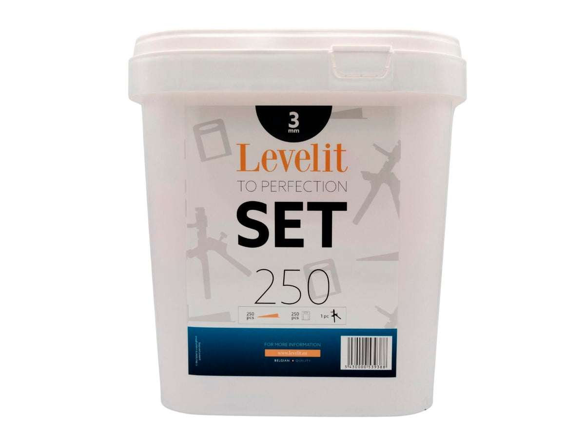 Levelit spieën + clips 3mm 2x250 stuks + tang