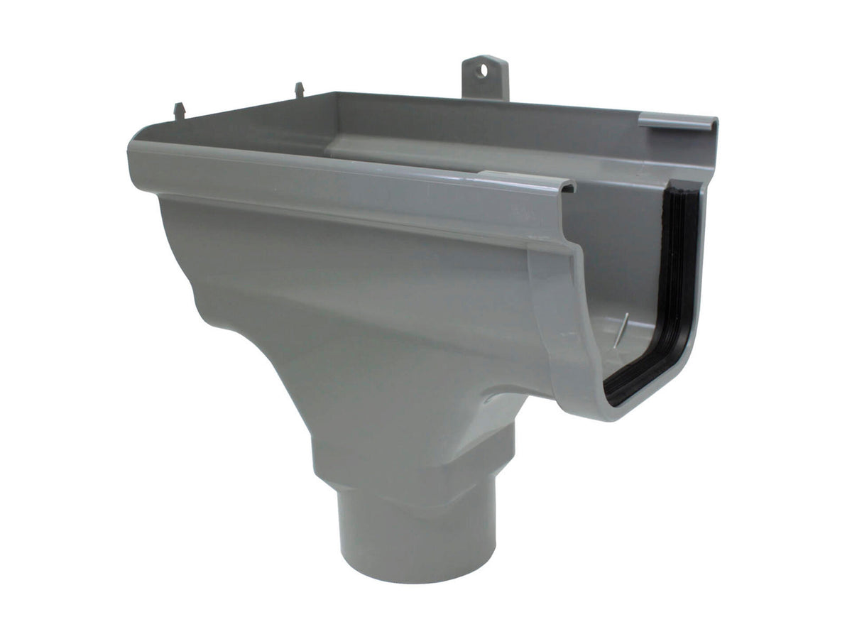 Scala spruitstuk links voor dakgoot C140 PVC grijs
