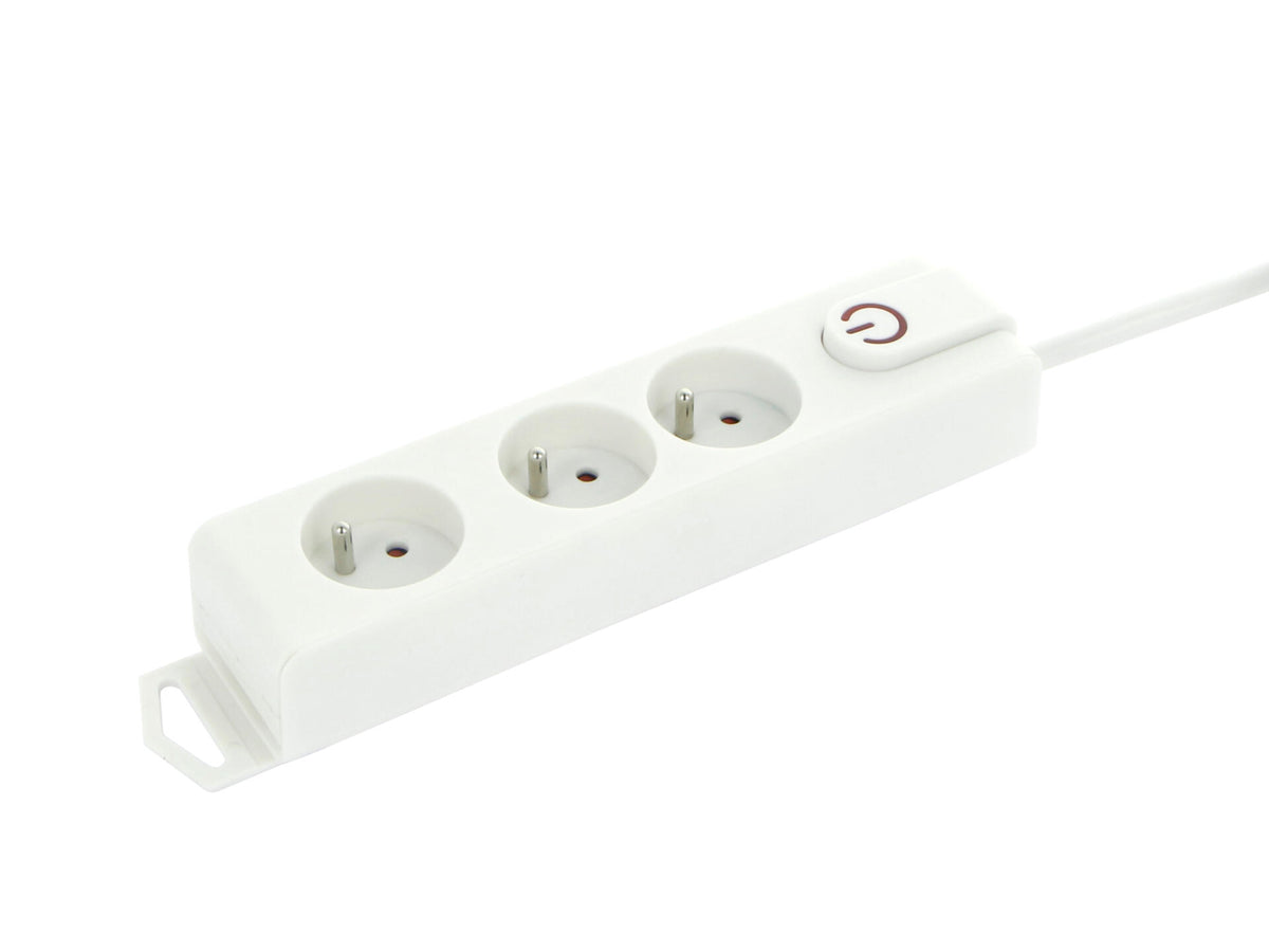 Profile stekkerdoos 3x met schakelaar + kabel 1,5m wit