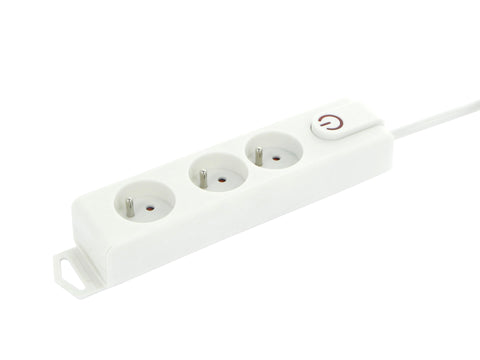 Profile stekkerdoos 3x met schakelaar + kabel 1,5m wit
