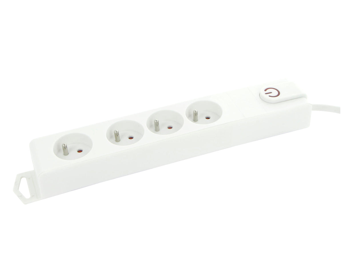 Profile stekkerdoos 4x met schakelaar en kabel 1,5m wit