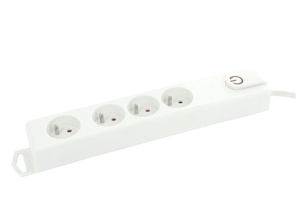 Profile Bloc multiprise 4x avec interrupteur et câble 1,5m blanc