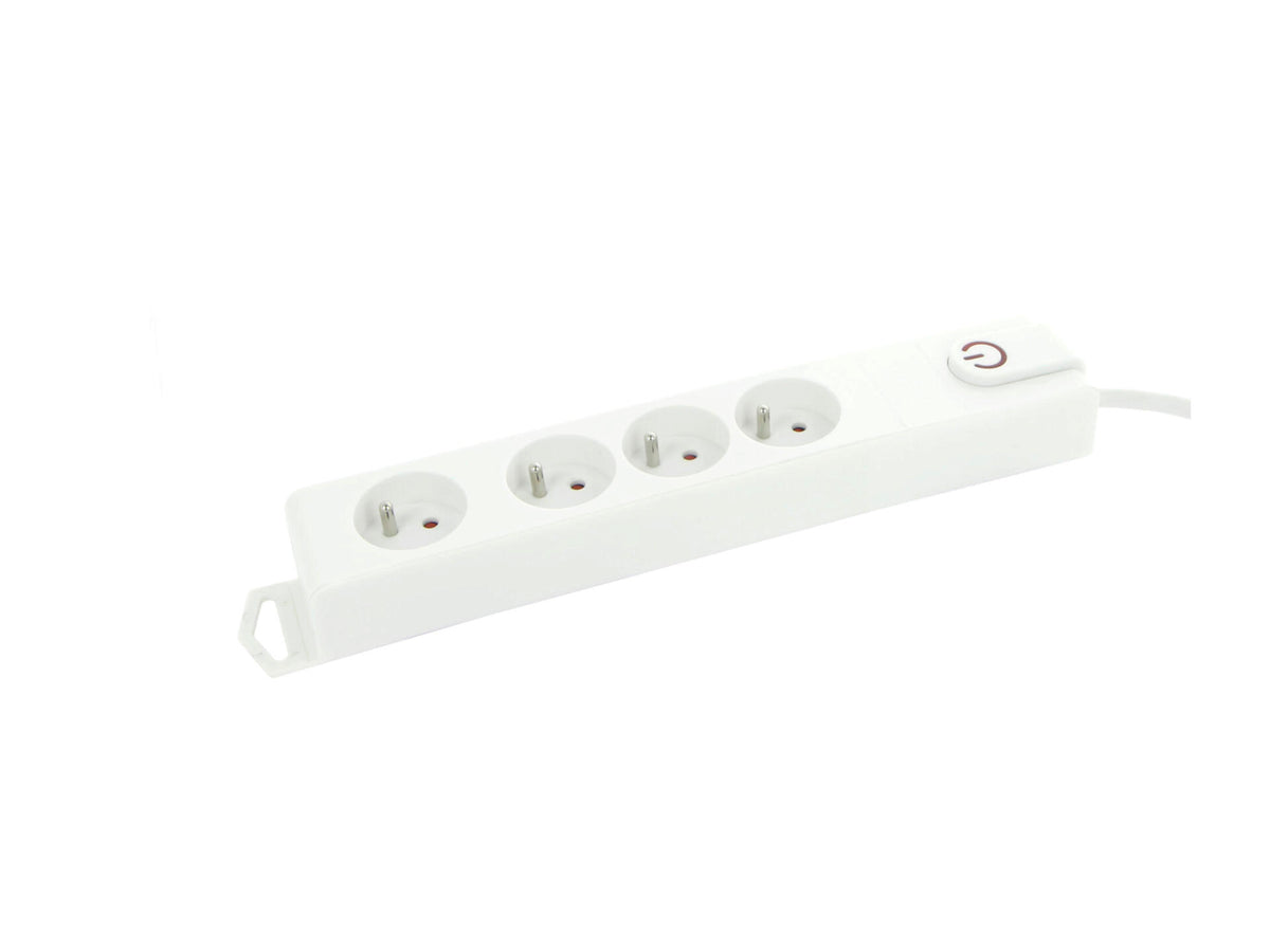 Profile stekkerdoos 4x met schakelaar en kabel 5m wit