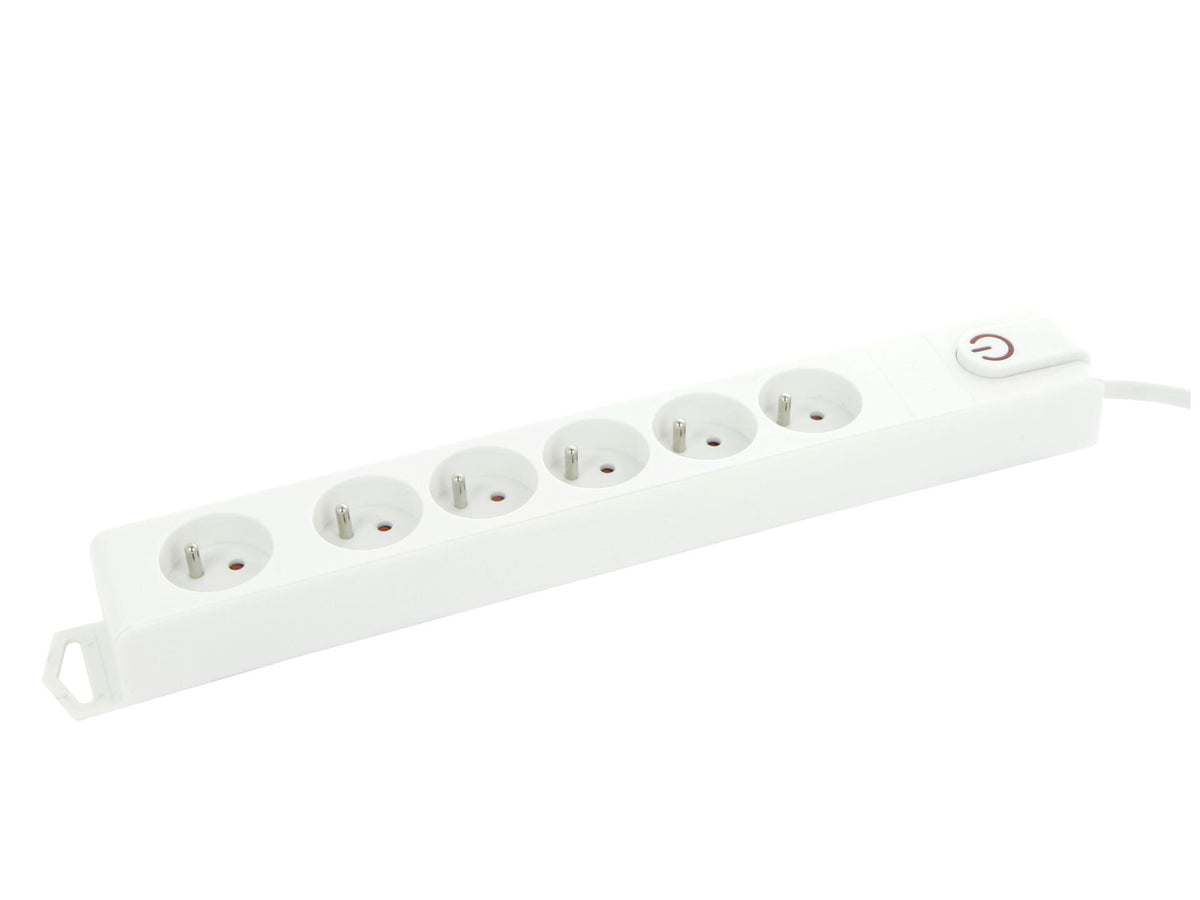 Profile stekkerdoos 6x met schakelaar en kabel 3m wit