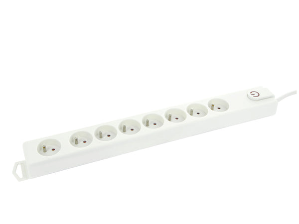 Profile bloc multiprise 8x avec interrupteur et câble 1,5m blanc
