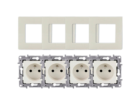 Legrand stopcontact met penaarde Niloé crème 4 stuks