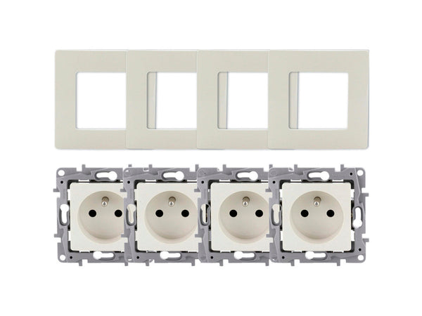 Legrand stopcontact met penaarde Niloé crème 4 stuks