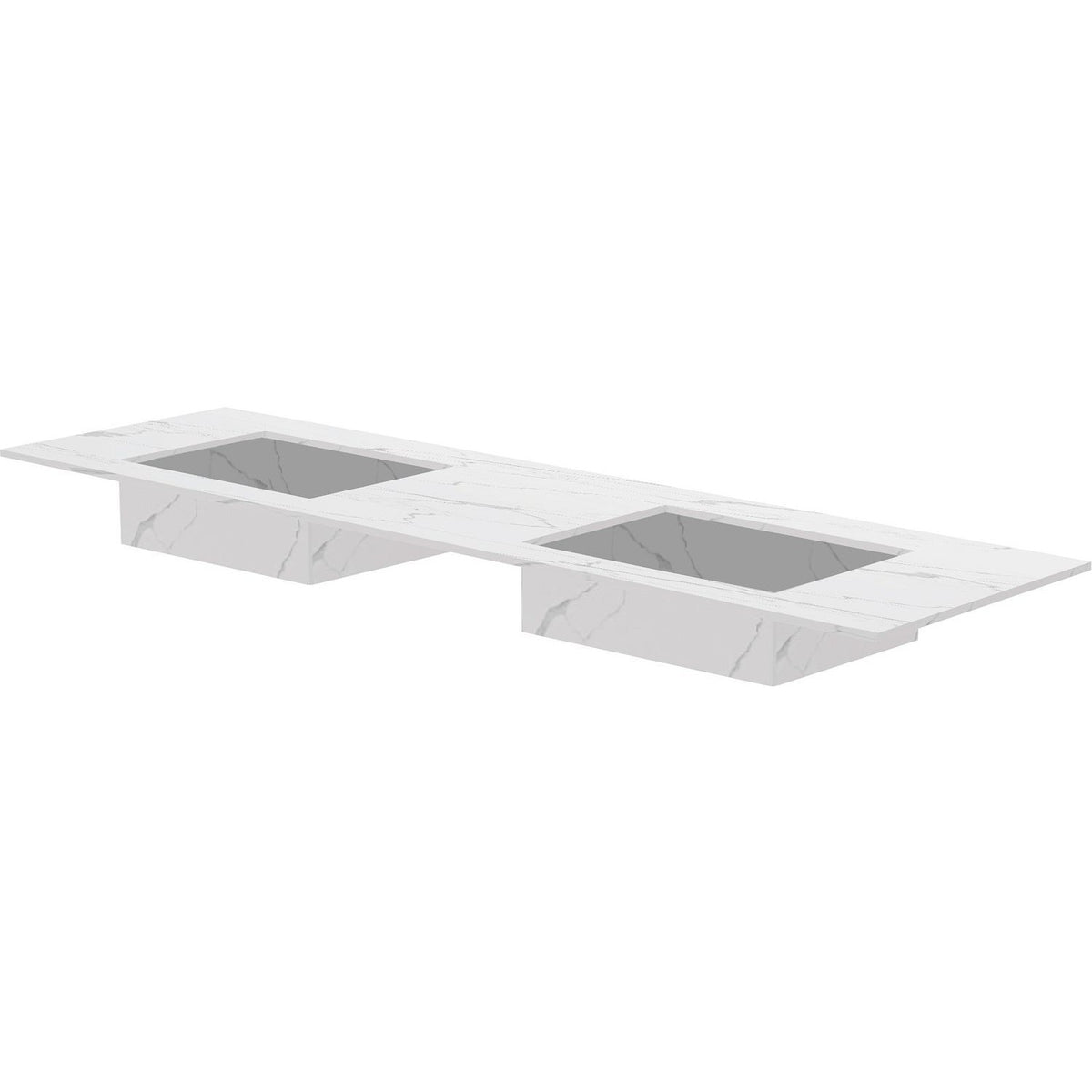 Tablet Keramisch MARMER dubbele lavabo S B180 H1,2 zonder kraangat white calacatta