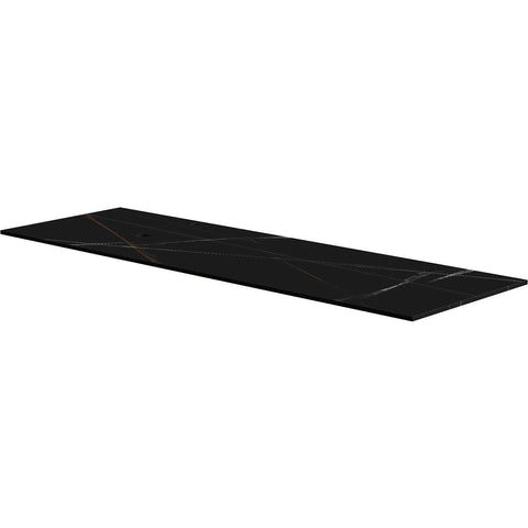 TABLET KERAMISCH MARMER PURO B160 H1,2 1AFVOERGAT/KRAANGAT LINKS BAMBOO BLACK