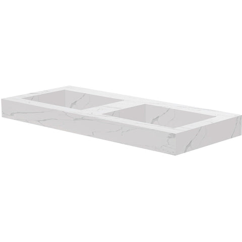 Tablet Keramisch MARMER puro dubbel lavabo S B120 H10 zonder kraangat white calacatta