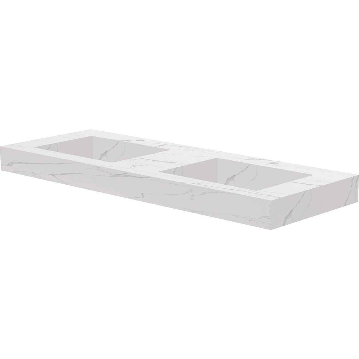 Tablet Keramisch MARMER puro dubbel lavabo S B140 H10 +kraangat white calacatta