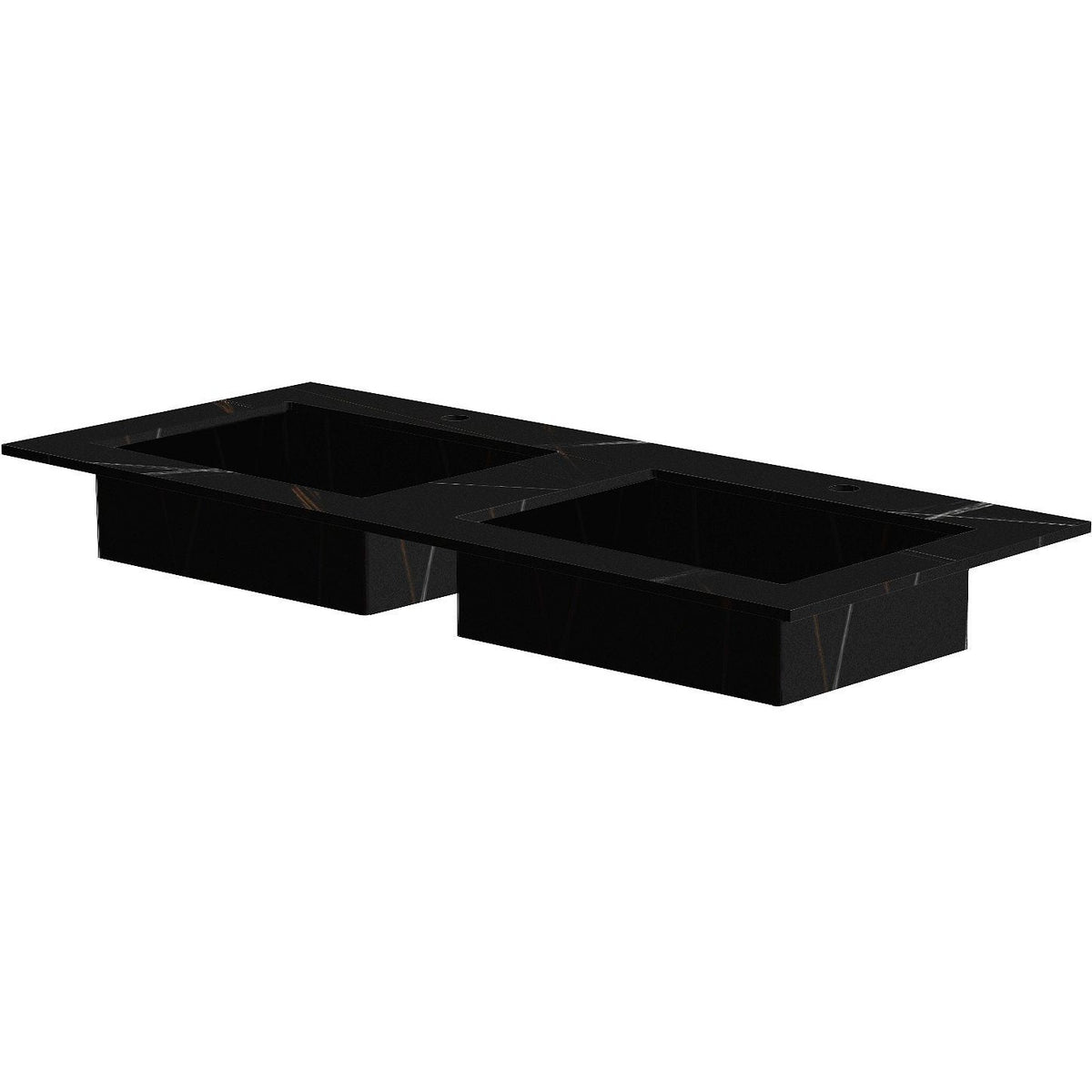 TABLET KERAMISCH MARMER PURO DUBBELE LAVABO S B120 H1,2 +KRAANGATEN BAMBOO BLACK