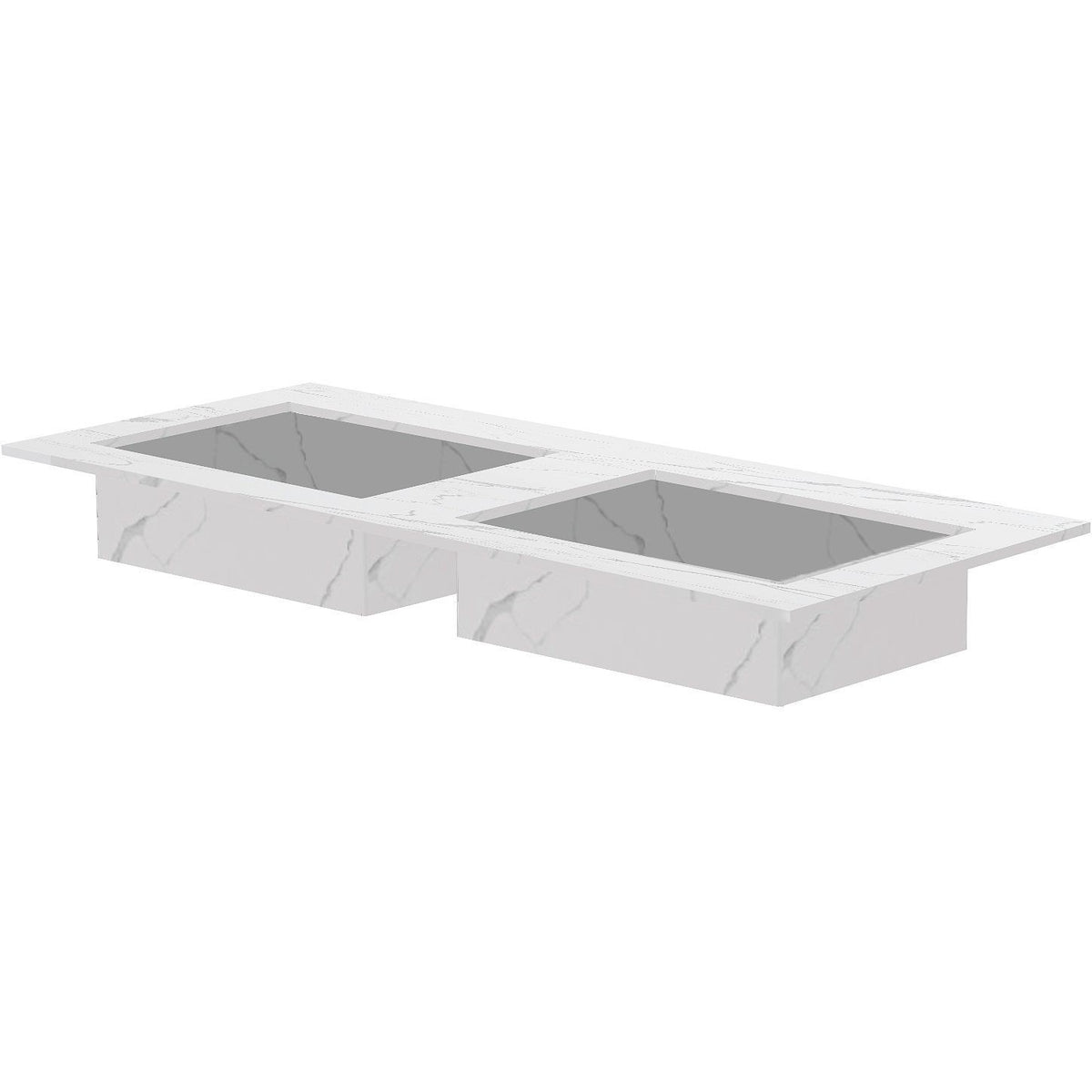 Tablet Keramisch MARMER puro dubbele lavabo S B120 H1,2 zonder kraangat white calacatta