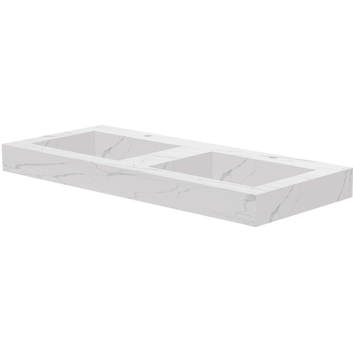 Tablet Keramisch MARMER puro dubbele lavabo S B120 H10 +kraangat white calacatta