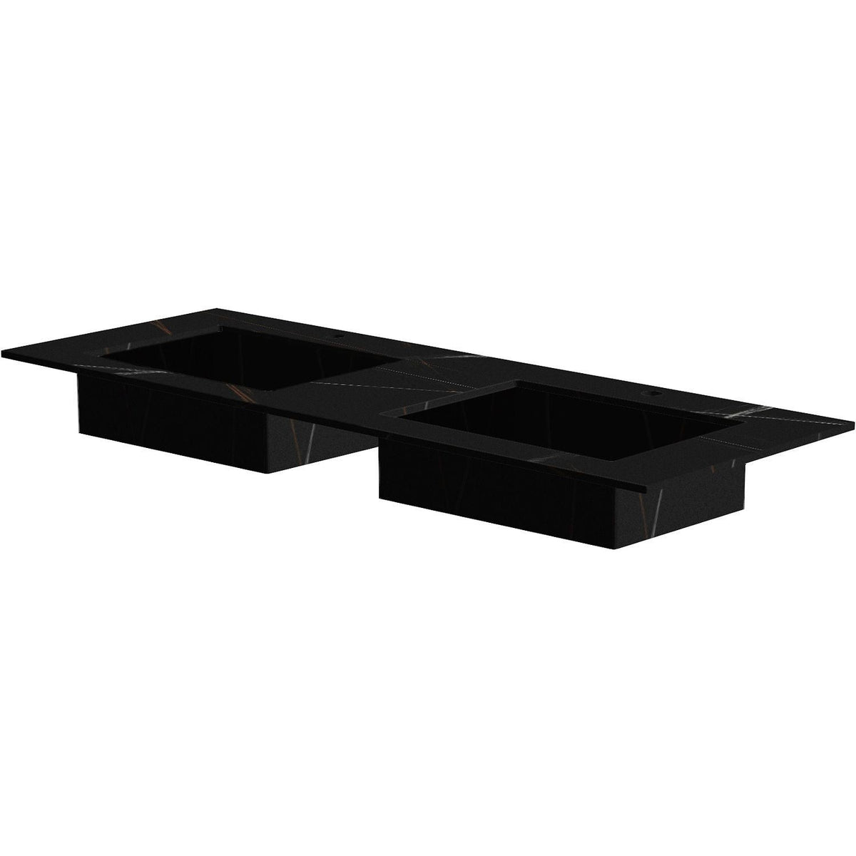 TABLET KERAMISCH MARMER PURO DUBBELE LAVABO S B140 H1,2 +KRAANGATEN BAMBOO BLACK