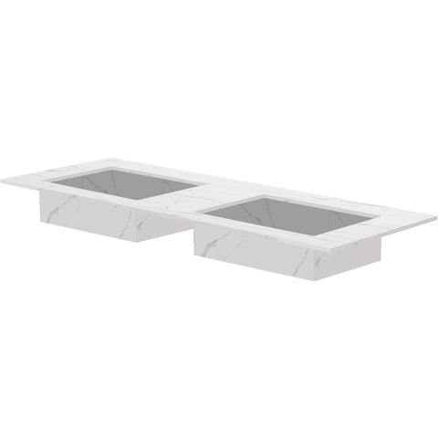 Tablet Keramisch MARMER puro dubbele lavabo S B140 H1,2 zonder kraangaten white calacatta
