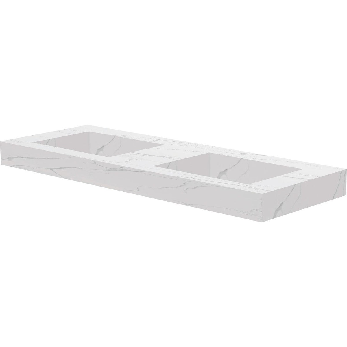 Tablet Keramisch MARMER puro dubbele lavabo S B140 H10 zonder kraangat white calacatta