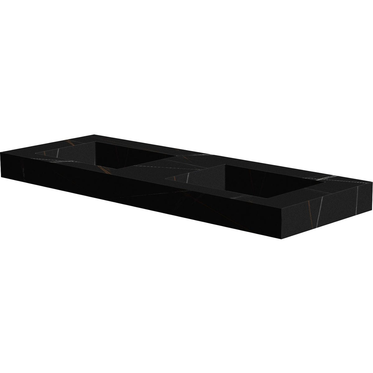 TABLET KERAMISCH MARMER PURO DUBBELE LAVABO S B140 H10 ZONDER KRAANGATEN BAMBOO BLACK