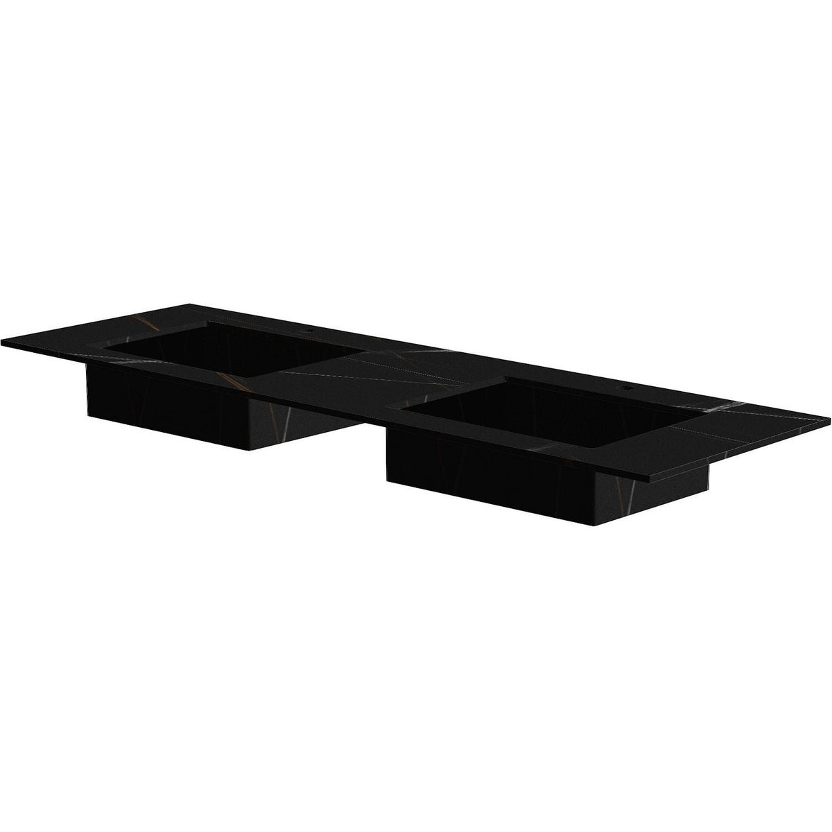 TABLET KERAMISCH MARMER PURO DUBBELE LAVABO S B160 H1,2 +KRAANGATEN BAMBOO BLACK