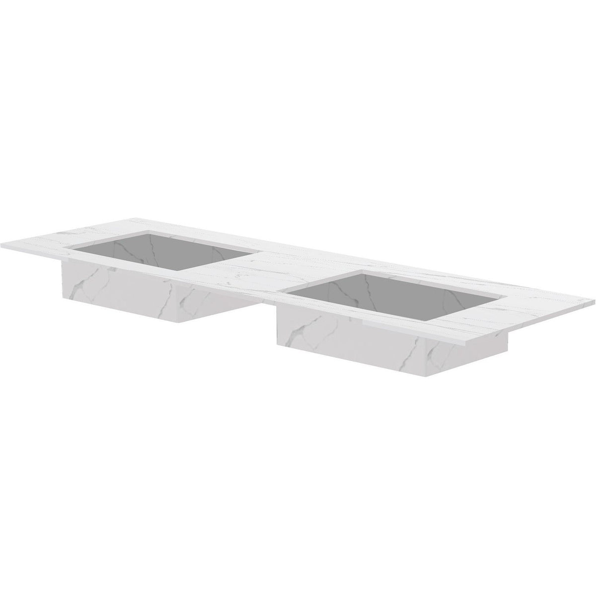 Tablet Keramisch MARMER puro dubbele lavabo S B160 H1,2 zonder kraangat white calacatta
