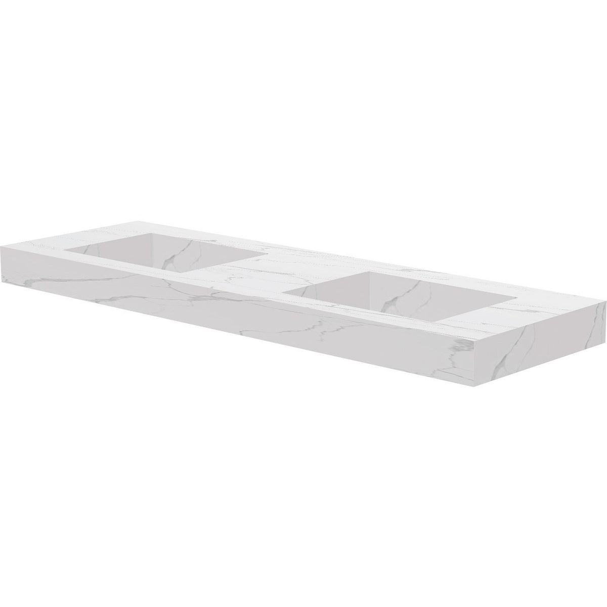 Tablet Keramisch MARMER puro dubbele lavabo S B160 H10 zonder kraangat white calacatta