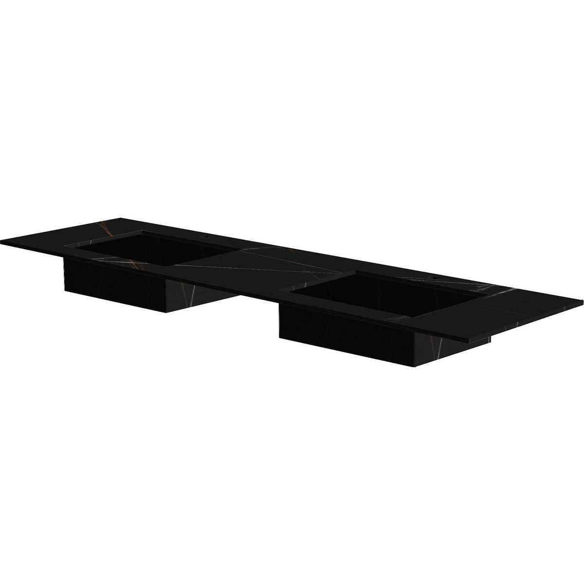 TABLET KERAMISCH MARMER PURO DUBBELE LAVABO S B180 H1,2 +KRAANGATEN BAMBOO BLACK