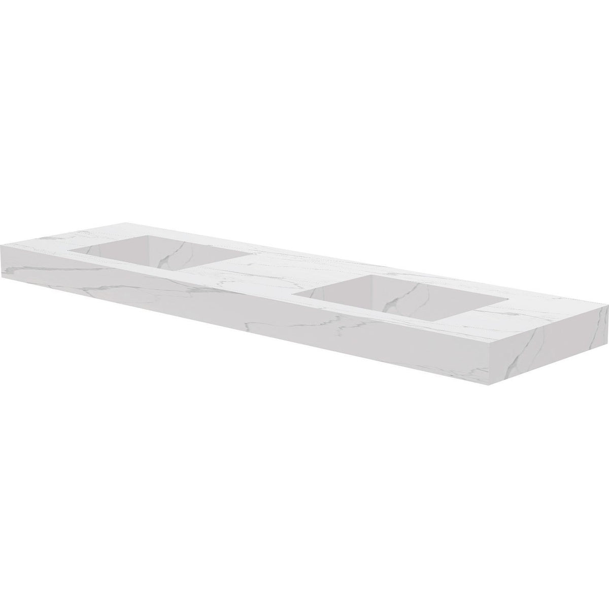 Tablet Keramisch MARMER puro dubbele lavabo S B180 H10 zonder kraangat white calacatta