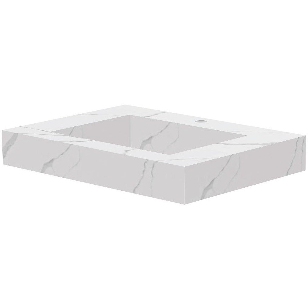 Tablet Keramisch MARMER puro lavabo S B70 H10 +kraangat white calacatta