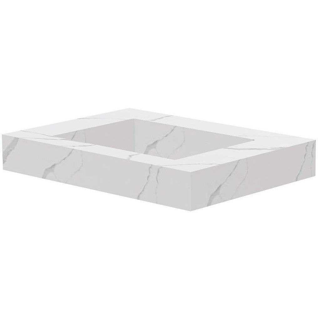 Tablet Keramisch MARMER puro lavabo S B70 H10 zonder kraangat white calacatta