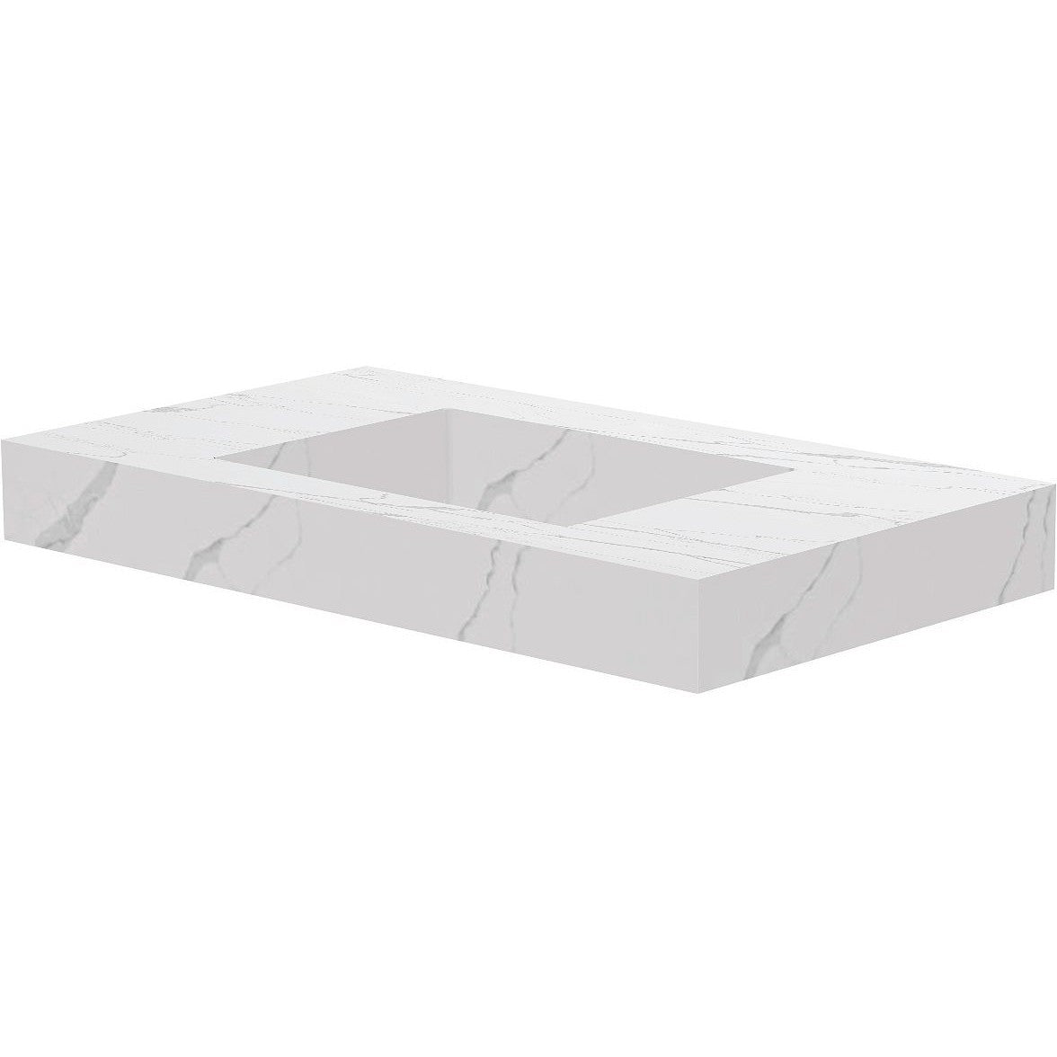 Tablet Keramisch MARMER puro lavabo S B90 H10 zonder kraangat white calacatta
